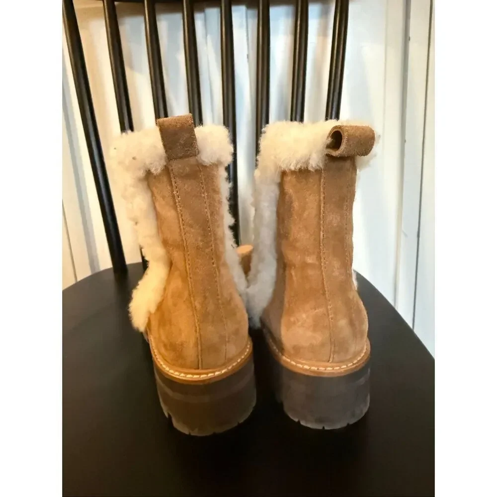 Marc Fisher Iggie suede shearling Chelsea lug sole boot size 6